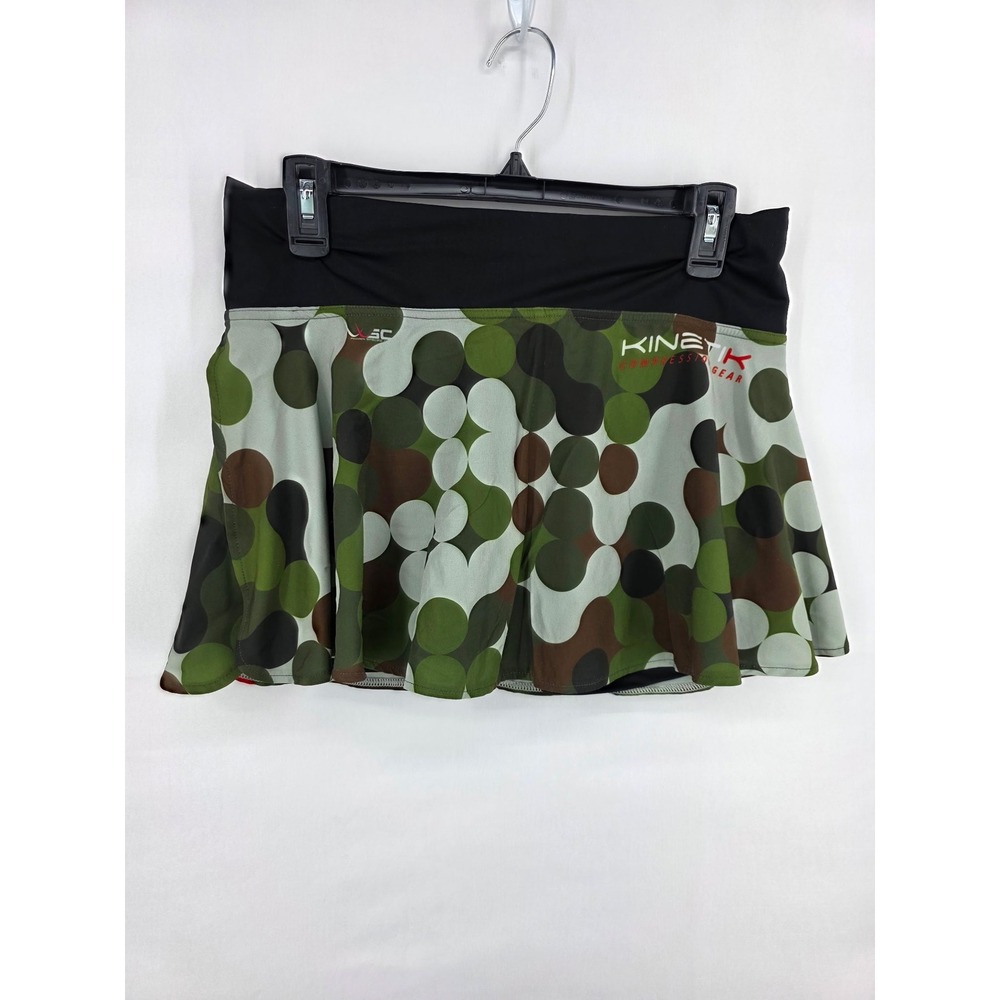 Kinetik Compression Gear Womens Running Skort Green Geometric Print Size Small
